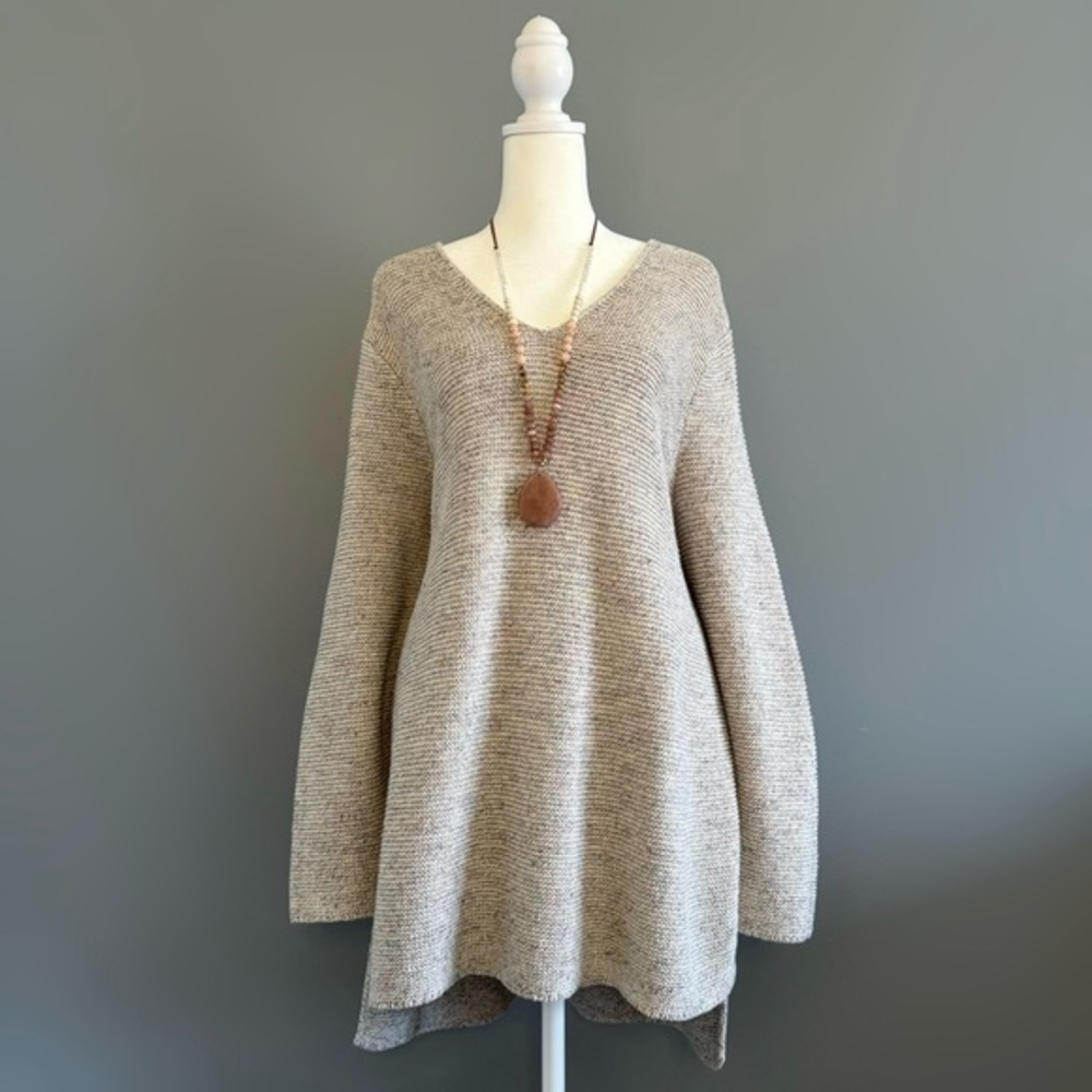 EUC J. Jill Gray/Multicolor Marled V-Neck Sweater Size XLP